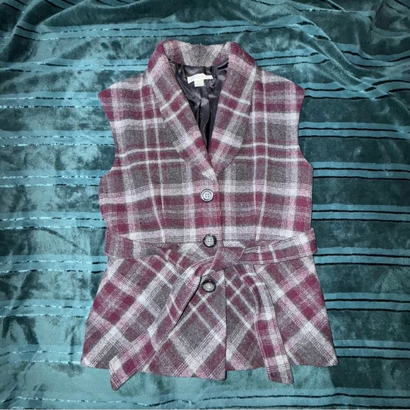 Vtg pendleton virgin and lamp wool plaid belted vest size L made in USA - Picture 4 of 15